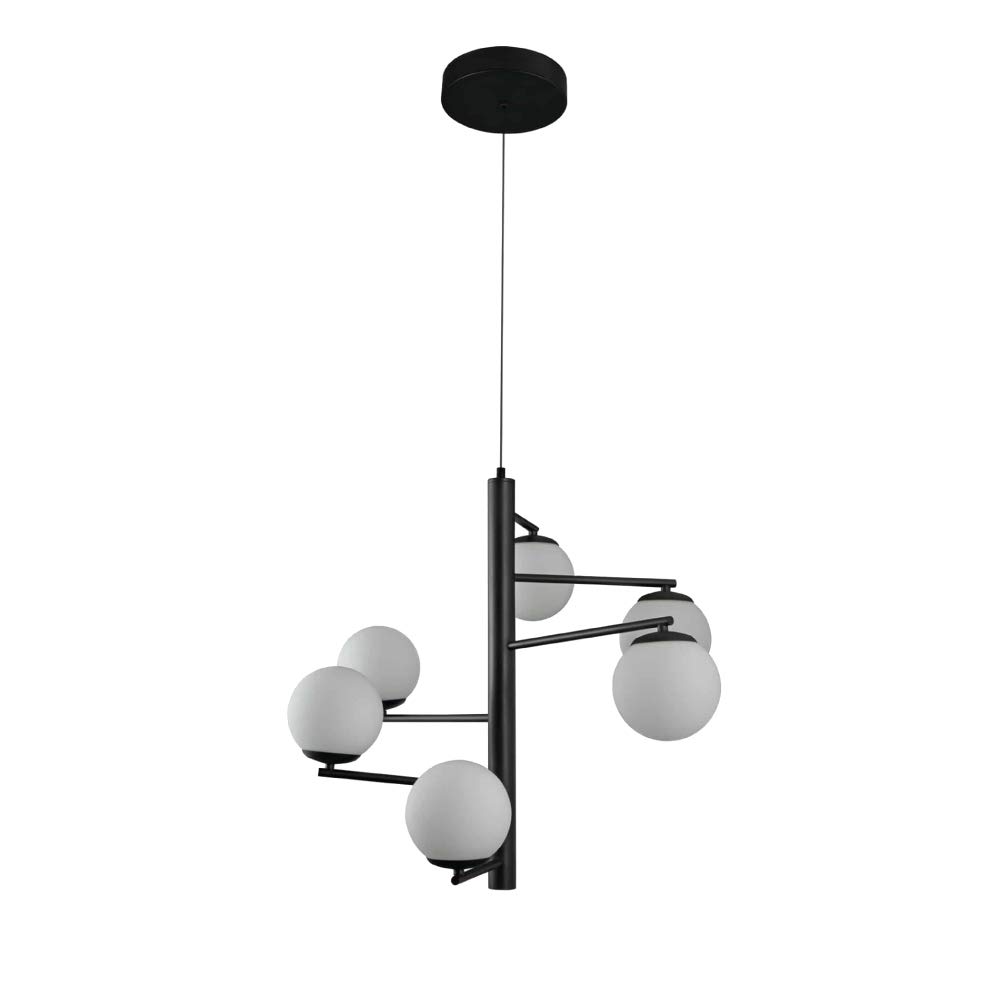 LEDMyplace 47W Dimmable LED Pendant Light Fixture - 6-Light Matte Black Kitchen Island Lighting, 3020 Lumens 3000K Warm White - Modern Hanging Ceiling Lamp for Dining Room, Bedroom, Hallway & Office