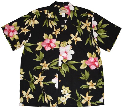 Men's Hawaiian Hibiscus Print Short Sleeve Shirt - Tropical Summer Beach Shirt for Vacation, Luau Party & Casual Wear