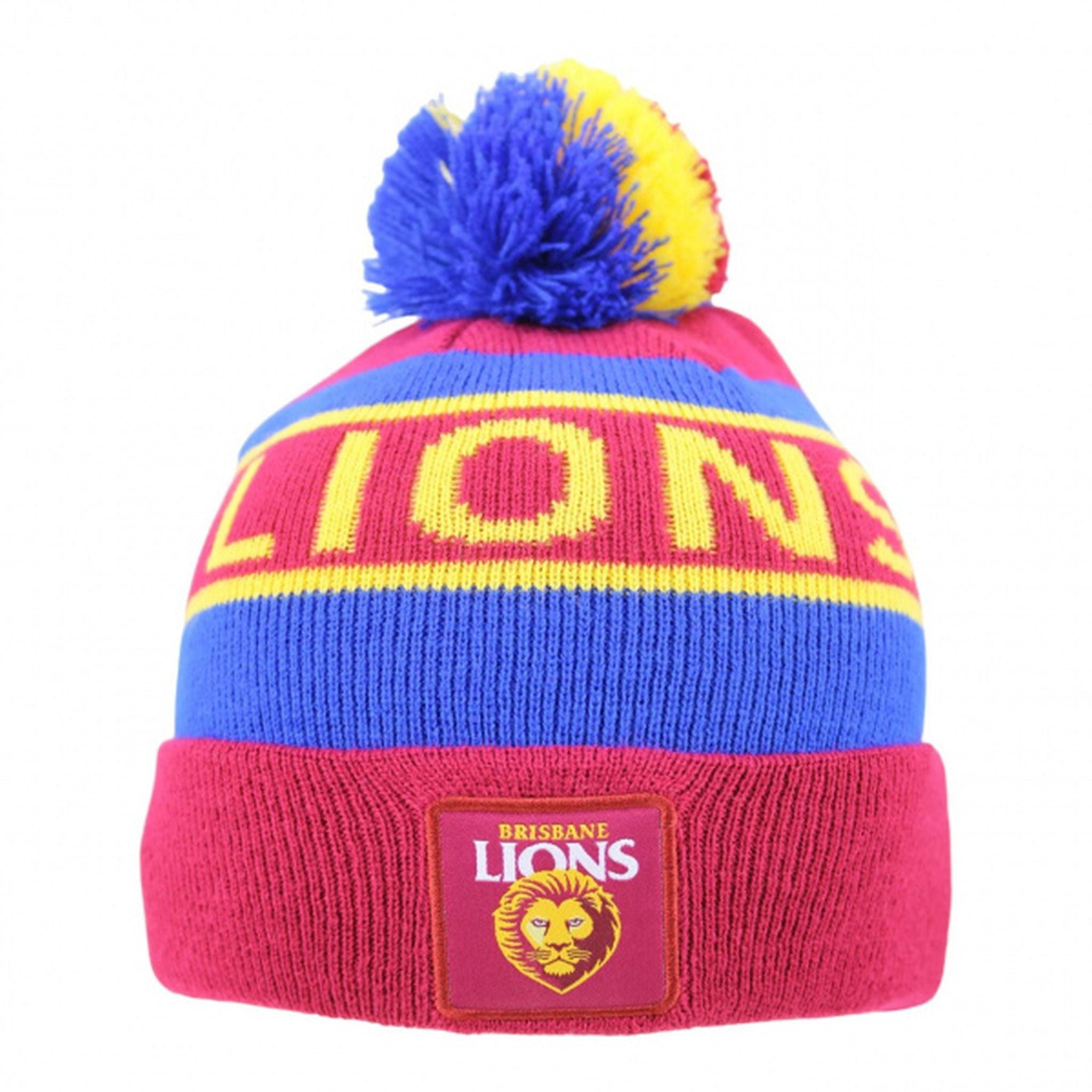 Burley Sekem Brisbane Lions AFL Youth Beanie - Warm Knit Hat for Kids & Teens - Perfect for Football Games, Winter Sports & Outdoor Activities