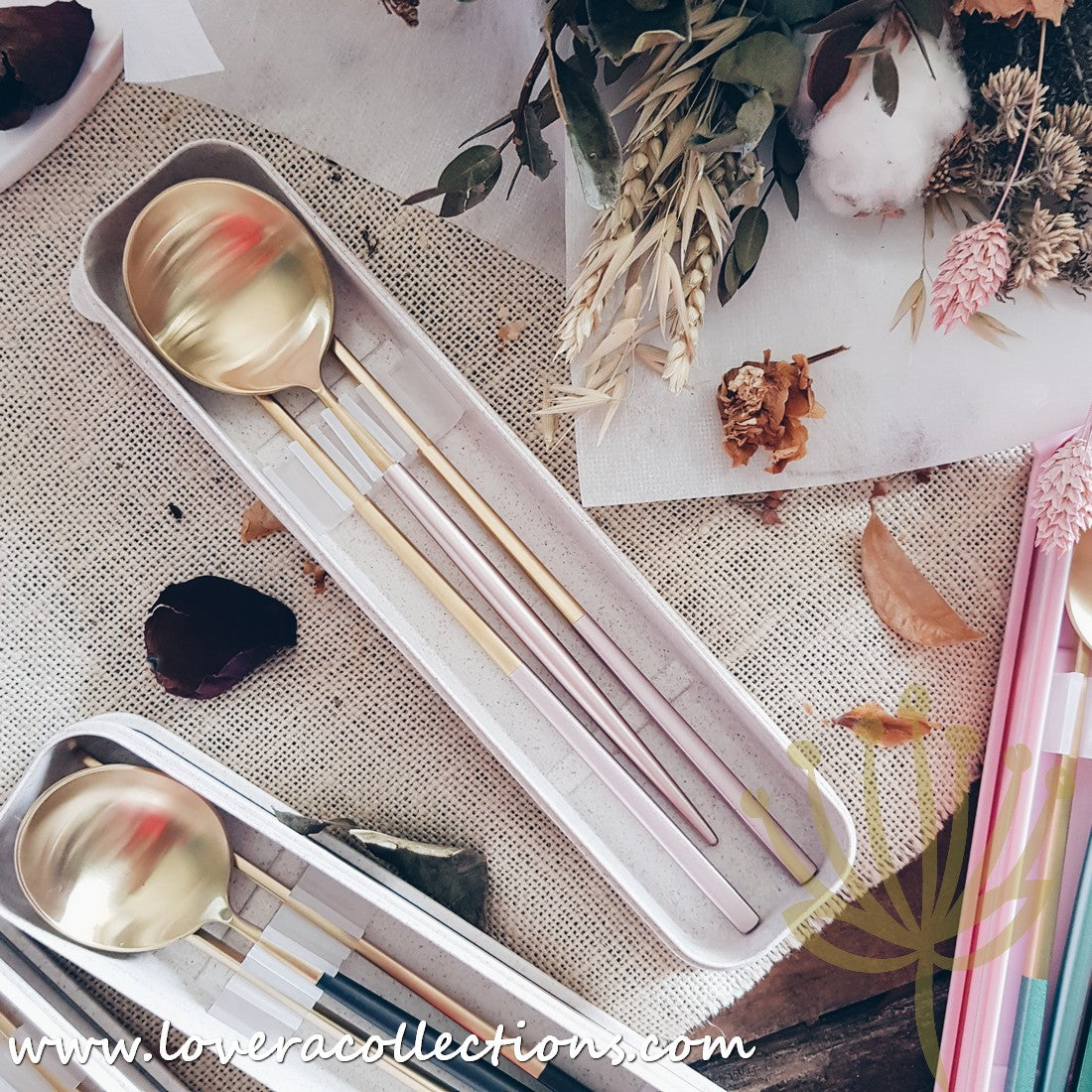 Premium 3-Piece Stainless Steel Cutlery Set - Gold Colorful Handles, SS304 Eco-Friendly Utensils with Gift Box - Perfect for Dining, Camping & Sustainable Living