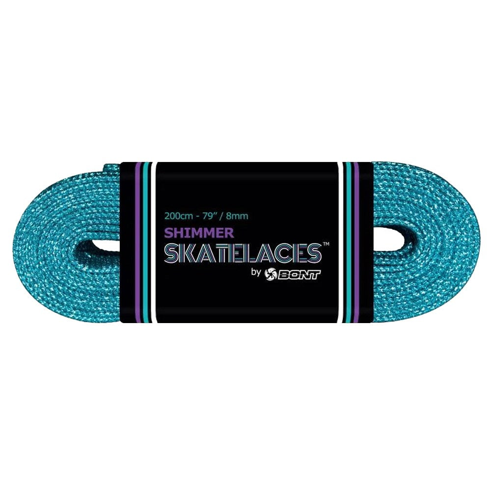 Bont Shimmer Waxed Lace - 8mm Misty Teal Roller Skate Laces for Artistic Skating & Derby - Premium Quality, Durable & Stylish Roller Skate Accessories