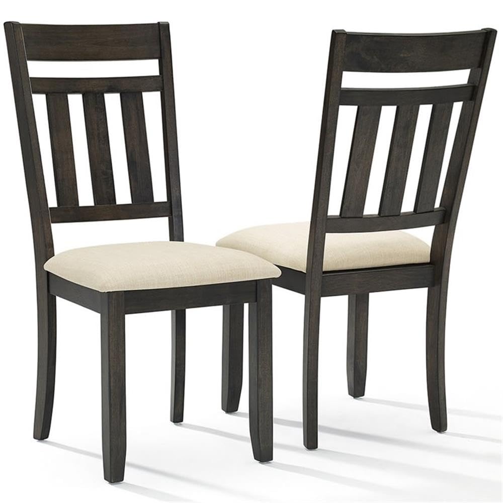 Crosley Furniture Hayden 5-Piece Modern Farmhouse Round Dining Table Set for 4 with Slat Back Chairs, Slate - Perfect for Small Kitchens, Breakfast Nooks & Cozy Dining Spaces
