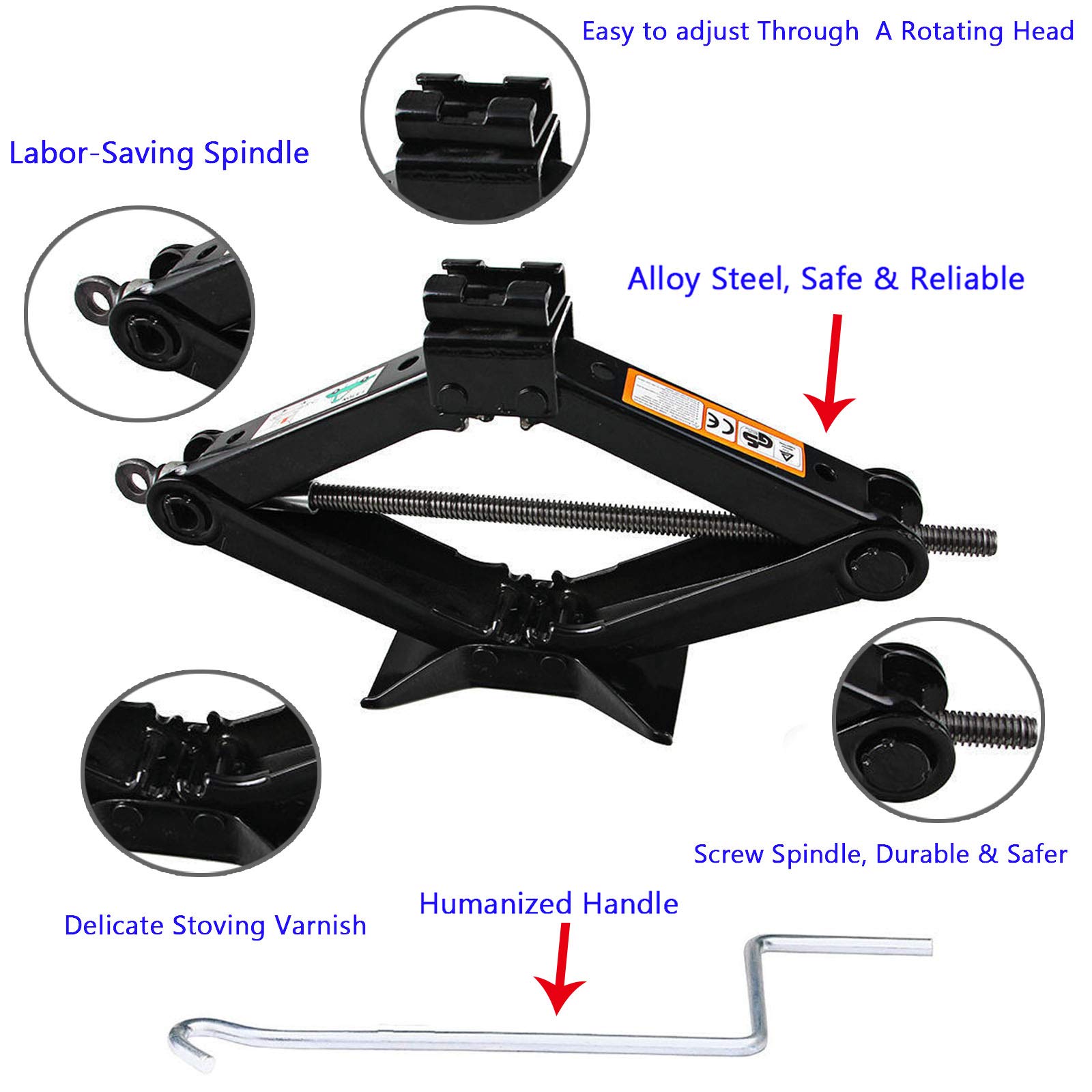 2 Ton (4,409 lbs) Heavy Duty Scissor Jack - Car Trailer Truck SUV RV Van Stabilizer with Quick Lift Speed Handle - Perfect for Emergency Roadside Repairs & Vehicle Leveling