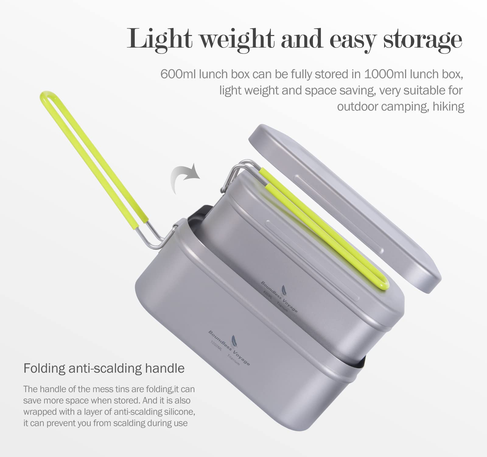 Boundless Voyage Collapsible Camping Mess Kit - Portable Lunch Box with Folding Handle, Lightweight Outdoor Tableware Set with Lids for Hiking, Picnics & Backpacking