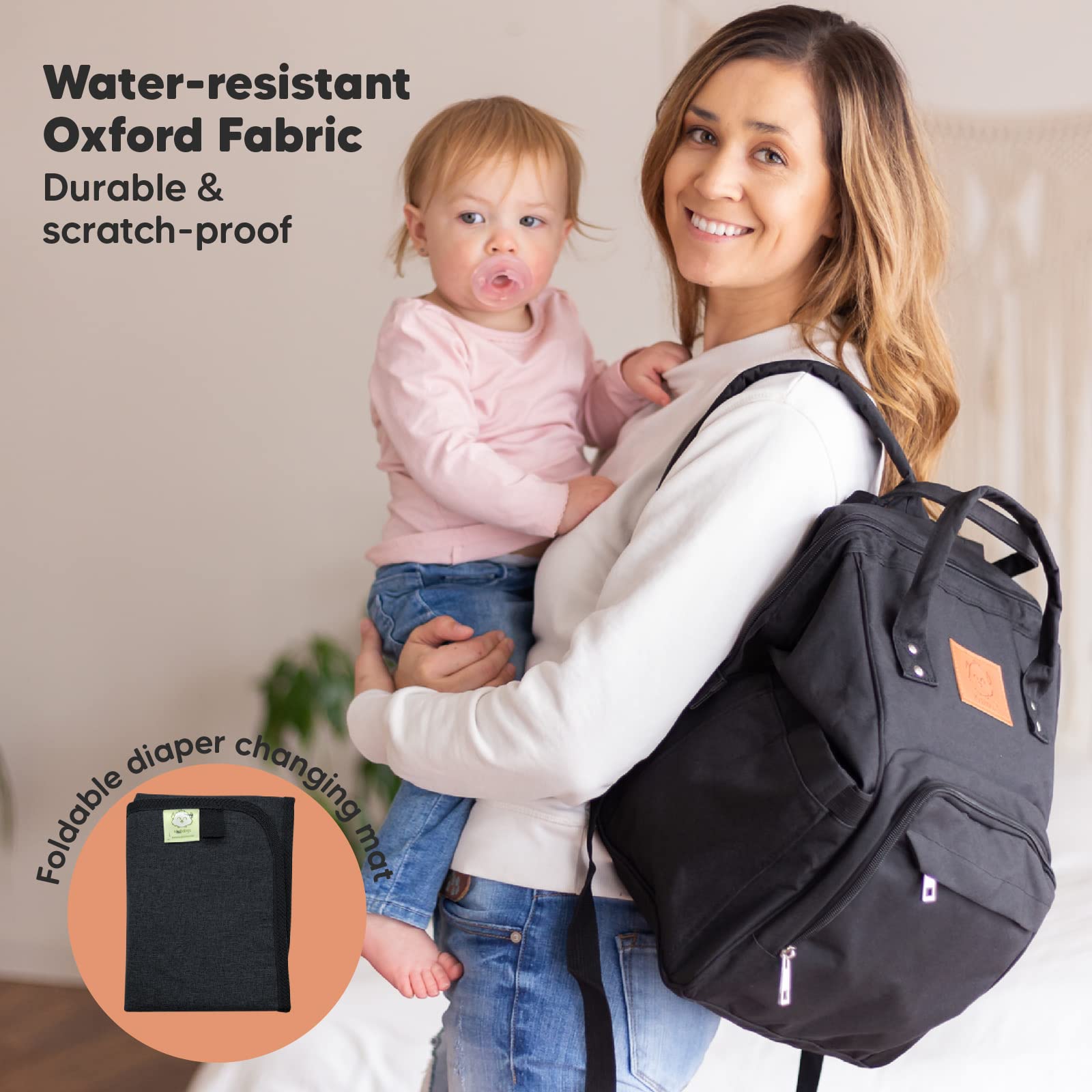 **KeaBabies Waterproof Diaper Bag Backpack with Foldable Changing Pad - Multi-Functional Baby Travel Bag for Parents - Perfect for On-the-Go Diaper Changes, Air Travel, and Daycare Essentials**