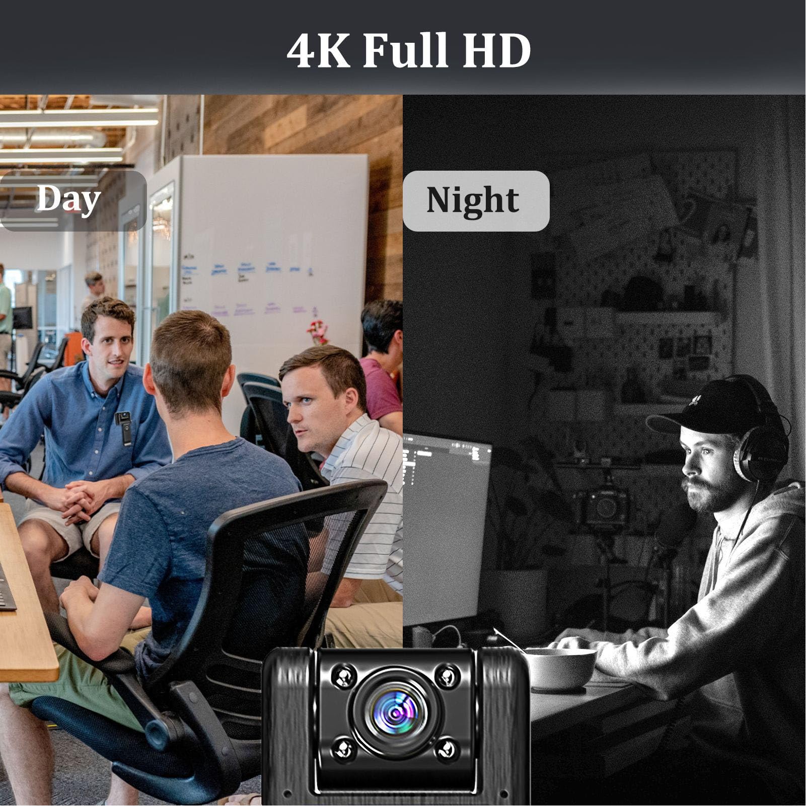 MENDUNER 4K Ultra HD Body Camera with Audio & Video Recording, 140° Wide Angle, 1200mAh Battery, Night Vision, Mini Clip-On Wearable Camera for Security, Law Enforcement & Outdoor Activities