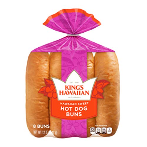 King's Hawaiian Original Hawaiian Sweet Hot Dog Buns - 8 Count (Pack of 12) | Soft Sweet Rolls for BBQ, Picnics & Family Gatherings | Perfect for Hot Dogs, Sliders & Sandwiches