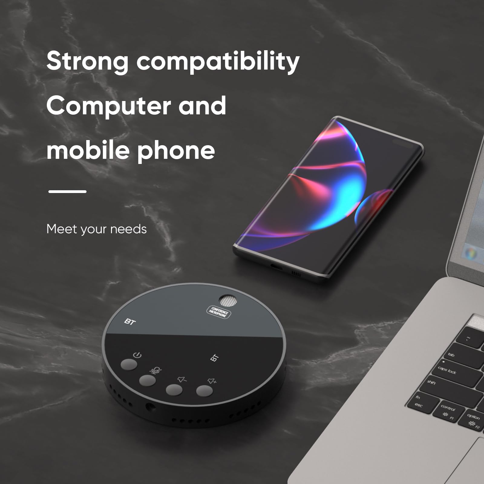 YIWENG USB Conference Speakerphone with Bluetooth - 360° Omnidirectional Condenser Mic for PC & Computer - Plug & Play with Mute/Volume Control - Ideal for Online Meetings, Webinars & Remote Work