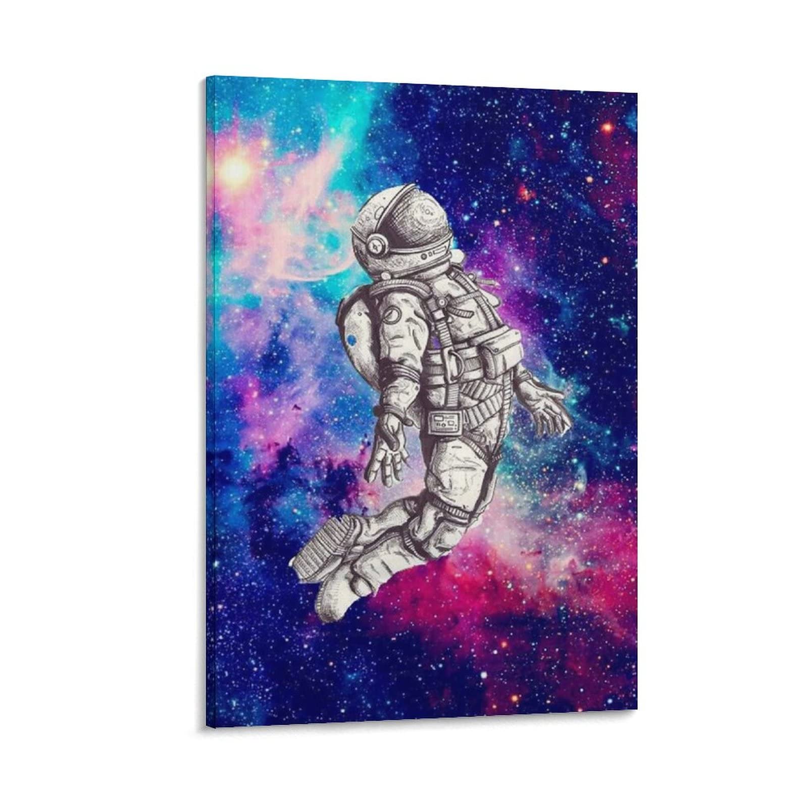 Modern Astronauts in Space Canvas Wall Art - 20x30 Inch (50x75cm) Oil Painting Print, Abstract Contemporary Home Decor for Living Room, Bedroom, Kitchen & Kids Room - Perfect for Space-Themed Interiors & Sci-Fi Lovers