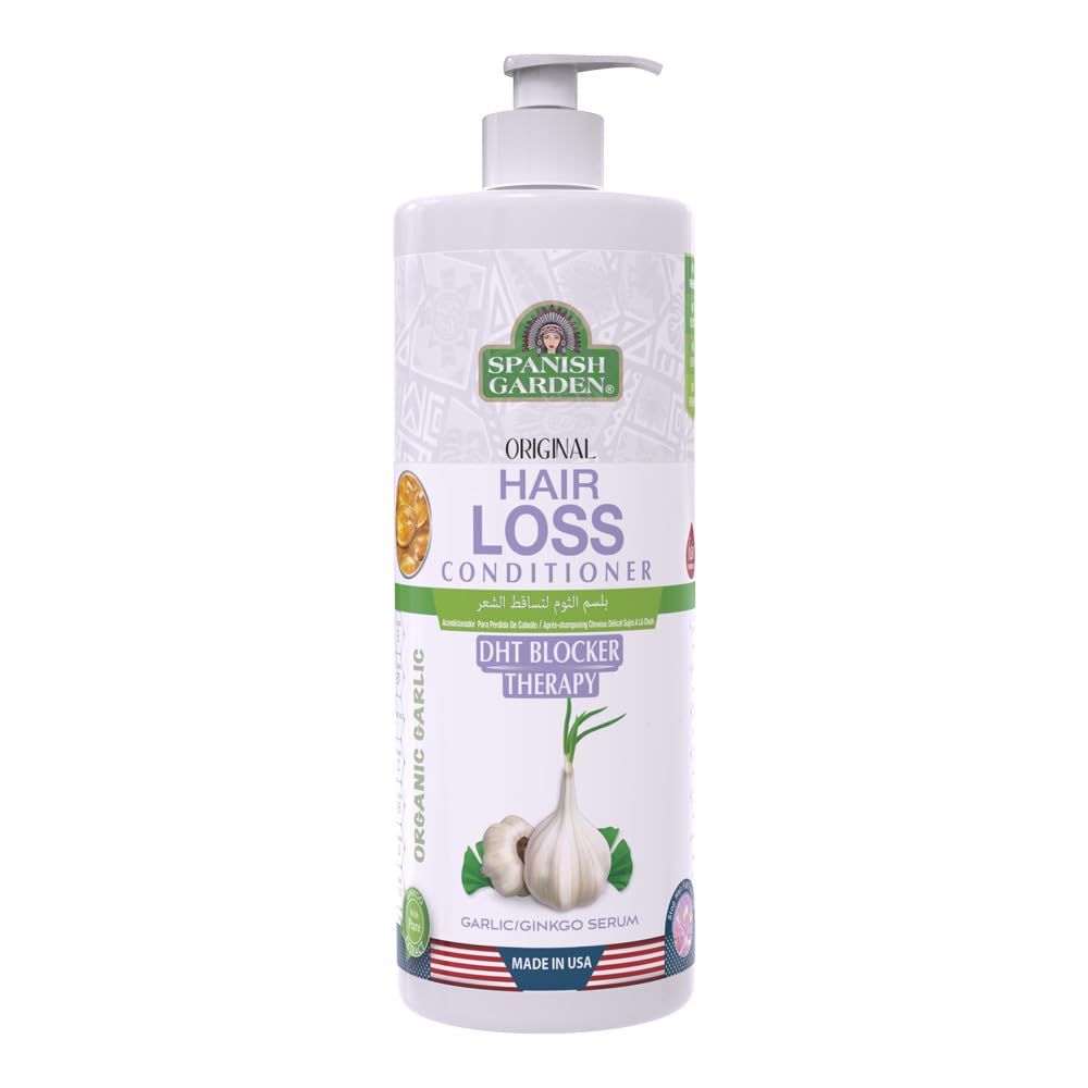 **Organic Garlic DHT Blocker Hair Loss Conditioner - 59.13oz for Thicker, Healthier Hair - Pack of 1, White | Promotes Hair Growth & Prevents Thinning for Men & Women**    *(Use for daily hair care, scalp nourishment, and preventing hair thinning due to DHT buildup.)*