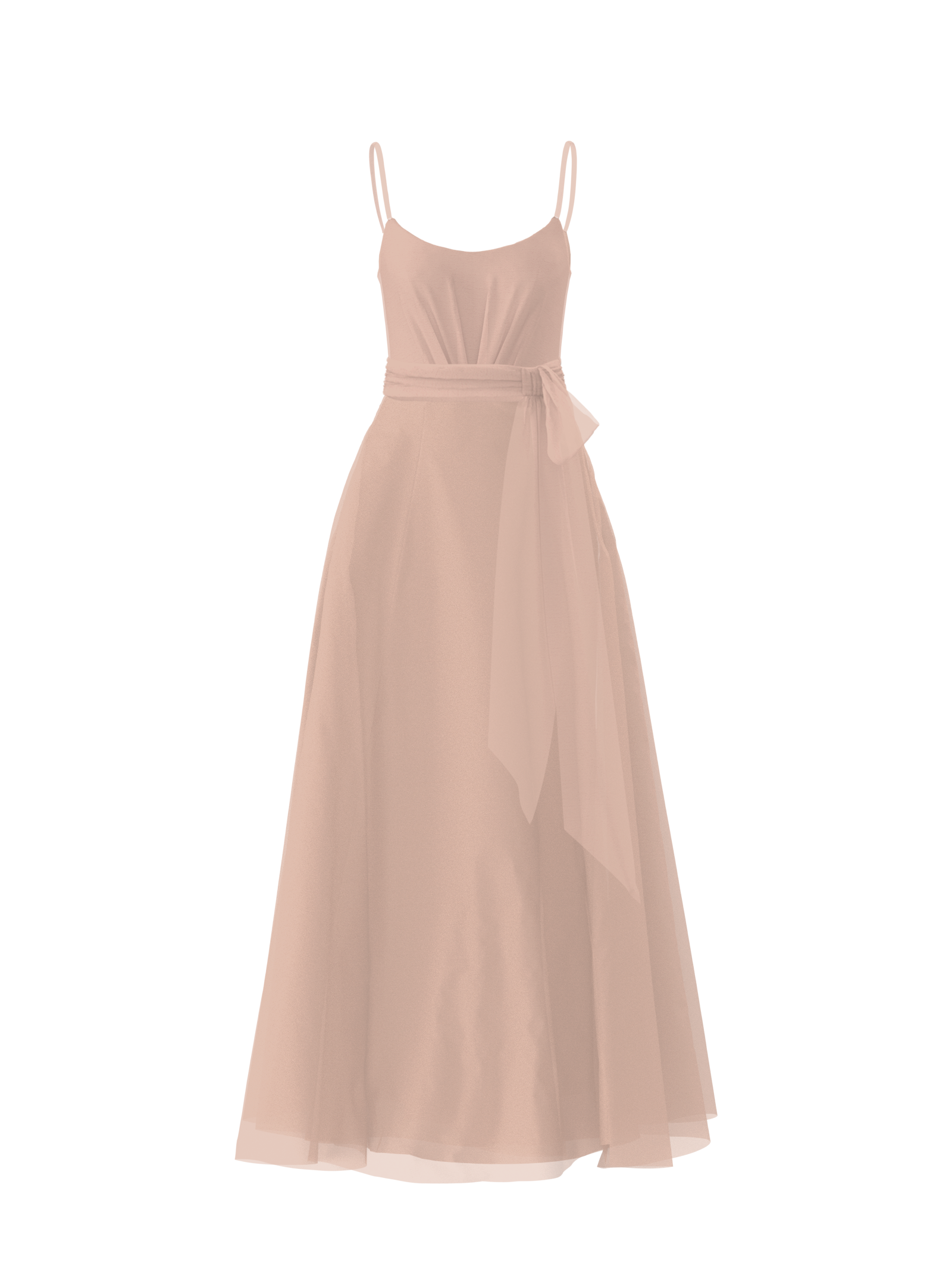 Campbell Bodice & Cerisa Skirt Set with Sash Belt in Blush - Perfect for Weddings, Prom, and Formal Events
