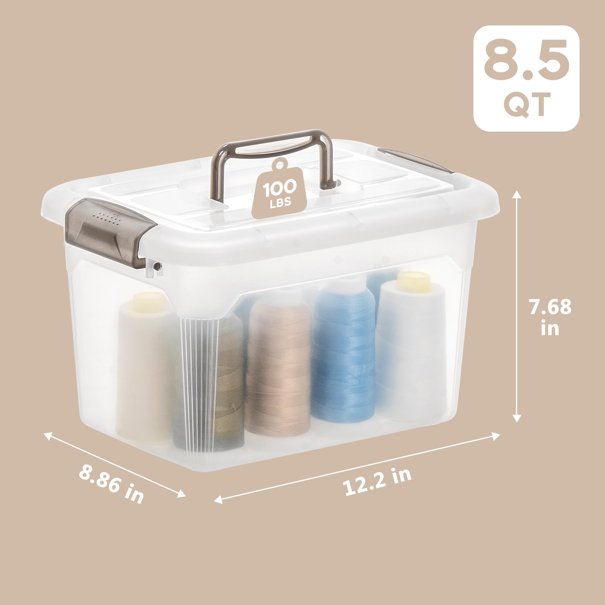 8.5 QT Clear Plastic Storage Bins with Lids & Handles - Stackable Organizing Containers for Crafts, Toys, Snacks, Tools, Lego - 6 Pack - Perfect for Home, Office, Garage & Kids Room Organization
