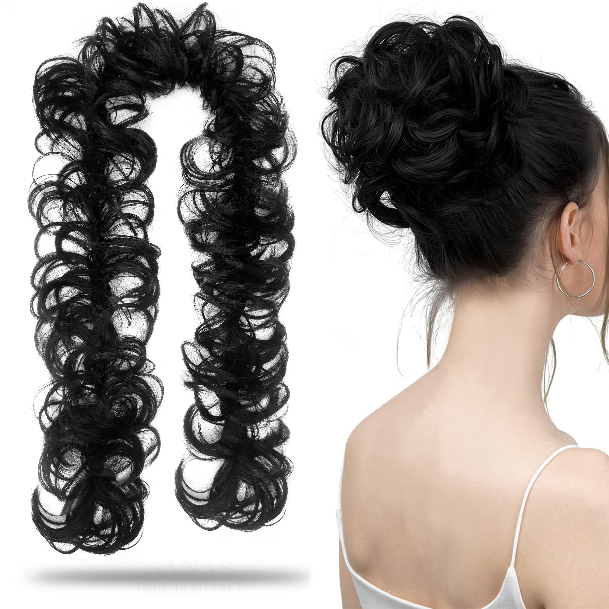Premium 1-Piece Real Human Hair Extensions for Women - Clip-In Black Hair Extensions for Length & Volume - Perfect for Parties, Weddings & Everyday Styling