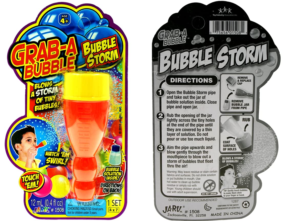 JA-RU Mini Handheld Bubble Blower with Non-Toxic Solution - Fun Touchable Bubbles for Kids, Stress Relief Fidget Toy | Perfect for Birthday Parties, Outdoor Play, Sensory Activities & Autism Therapy (3-Pack) - Great for Backyard Fun, Park Playdates, Special Needs Sensory Play, Summer Activities and Toddler Outdoor Games