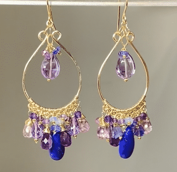 Exquisite Gemstone Statement Chandelier Earrings - Pink, Lavender, Blue & Purple Crystal Dangle Earrings for Women | Elegant Party, Wedding & Evening Wear Jewelry