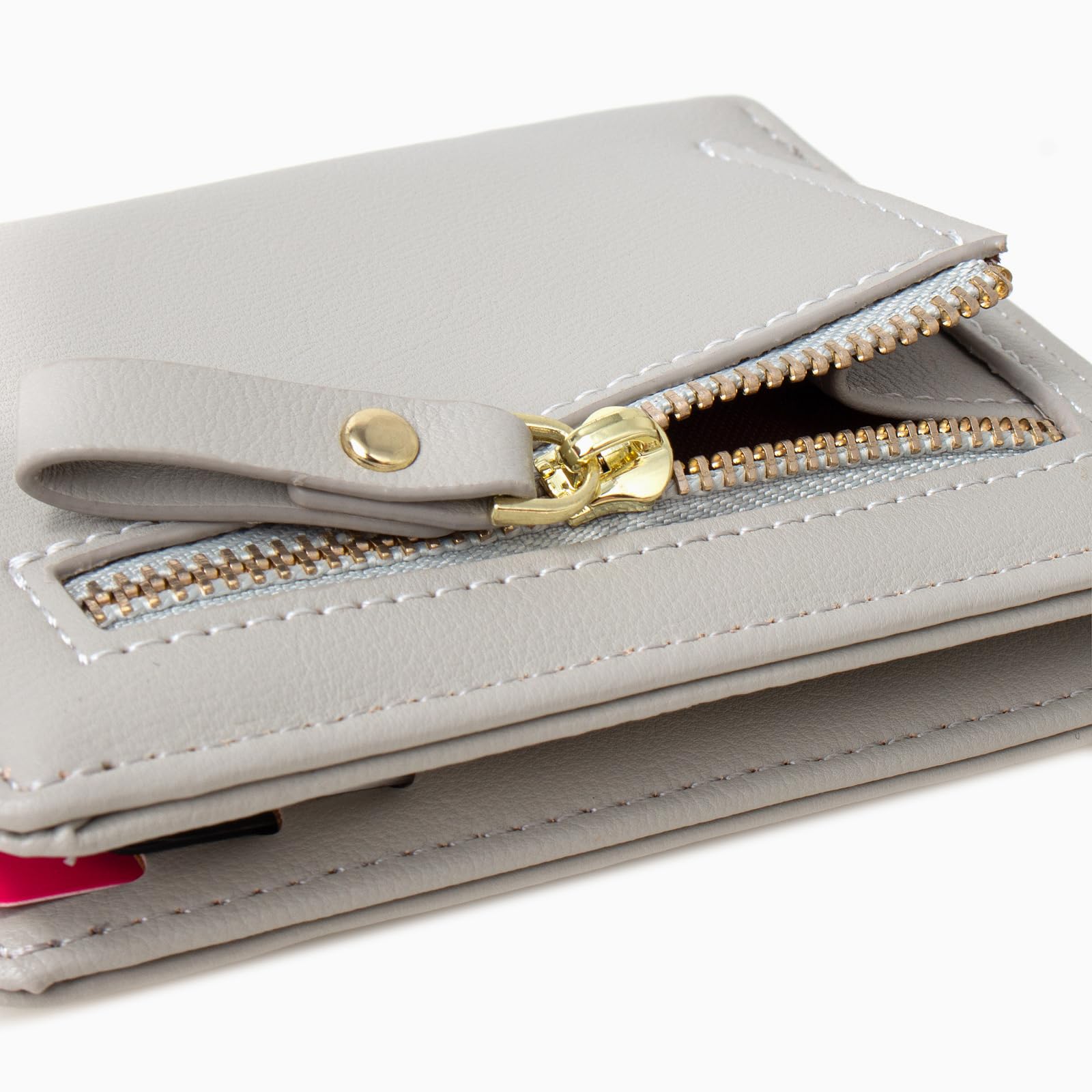 SUMGOFO Slim RFID Blocking Leather Wallet for Women - Mini Bifold Card Holder with Zipper Pocket & Coin Purse (Gray) | Perfect for Everyday Carry, Travel & Gift Giving