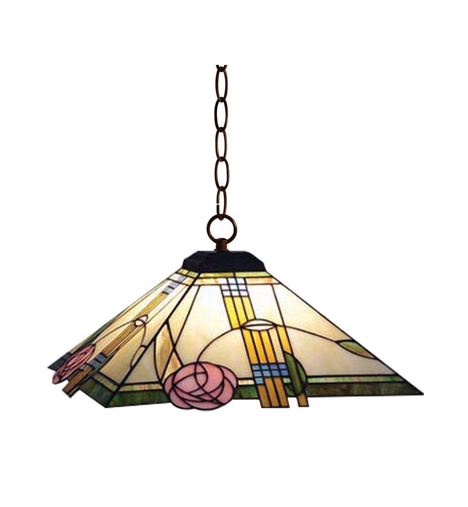 Charles Medium Tiffany Ceiling Pendant Light - 2 Bulb Vintage Stained Glass Fixture for Dining Room & Bedroom Lighting