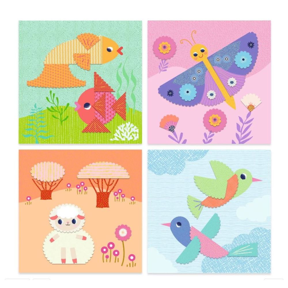 Djeco Crinkle Cutting Collage Kit for Kids - Creative Art & Craft Supplies for Scrapbooking, DIY Projects & Classroom Activities
