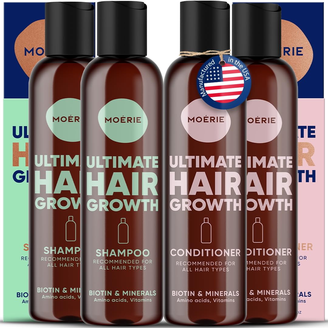 Moerie Volumizing Shampoo and Conditioner Set for Hair Loss Treatment - Natural Thickening Hair Care with 100+ Active Ingredients - Promotes Thick, Long & Healthy Hair - Perfect for Daily Use and Hair Growth Routine