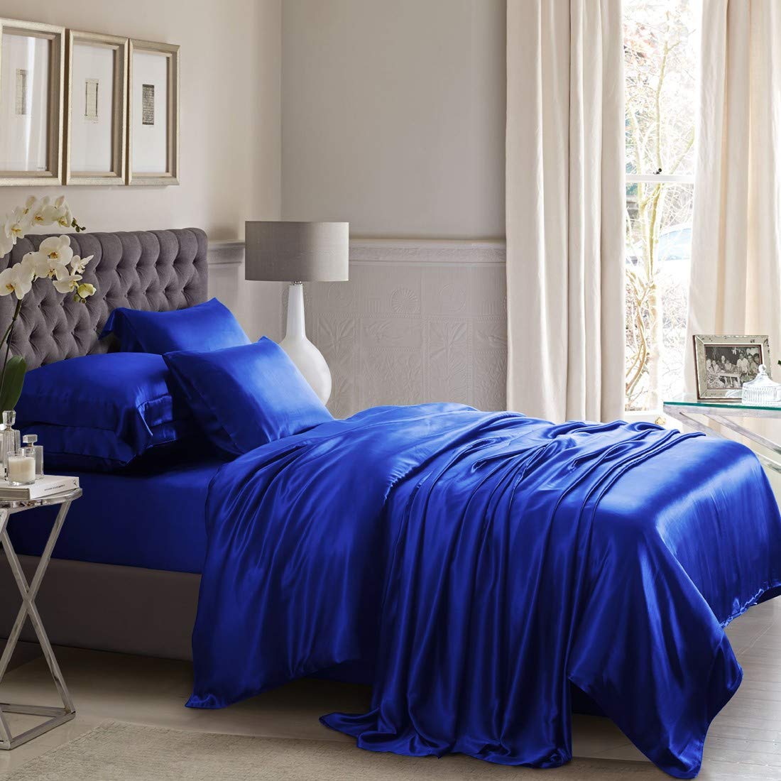 Luxurious Soft Satin Silk 4-Piece Sheet Set - Deep Pocket Fits 18