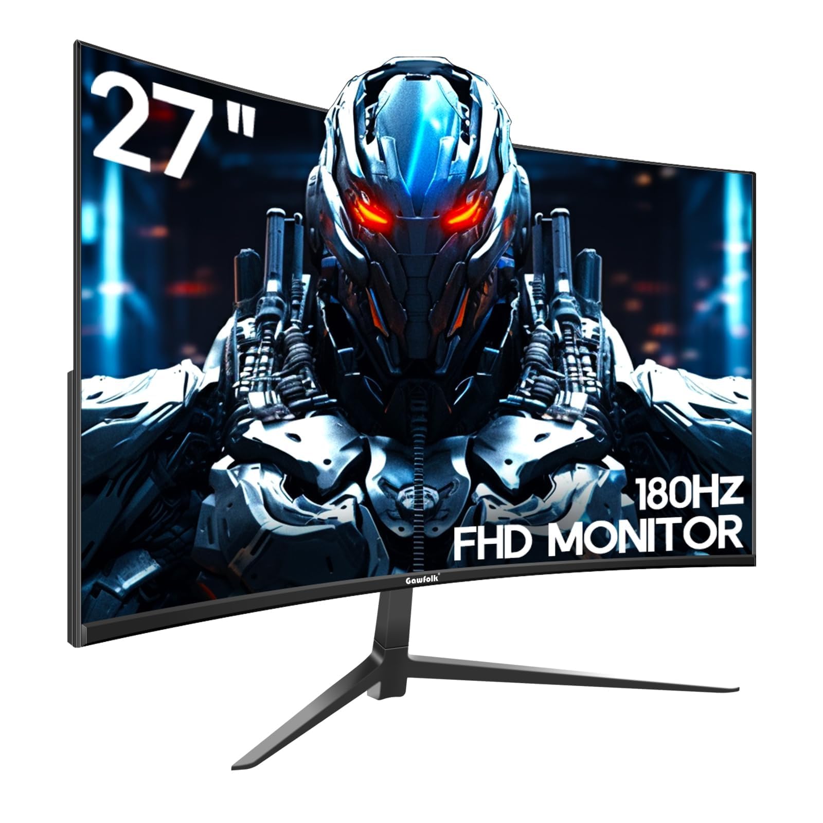 Gawfolk 27 Inch Curved Gaming Monitor - 165Hz/180Hz, Full HD 1080P, 1ms GTG, FreeSync, Low Motion Blur, Eye-Care Technology, VESA Mount, HDMI/DP Ports - Perfect for Esports, PC & Console Gaming (Black)