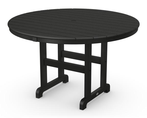 Polywood Black Round 48-Inch Outdoor Dining Table - Weather-Resistant Patio Furniture for Backyard, Deck & Poolside Gatherings