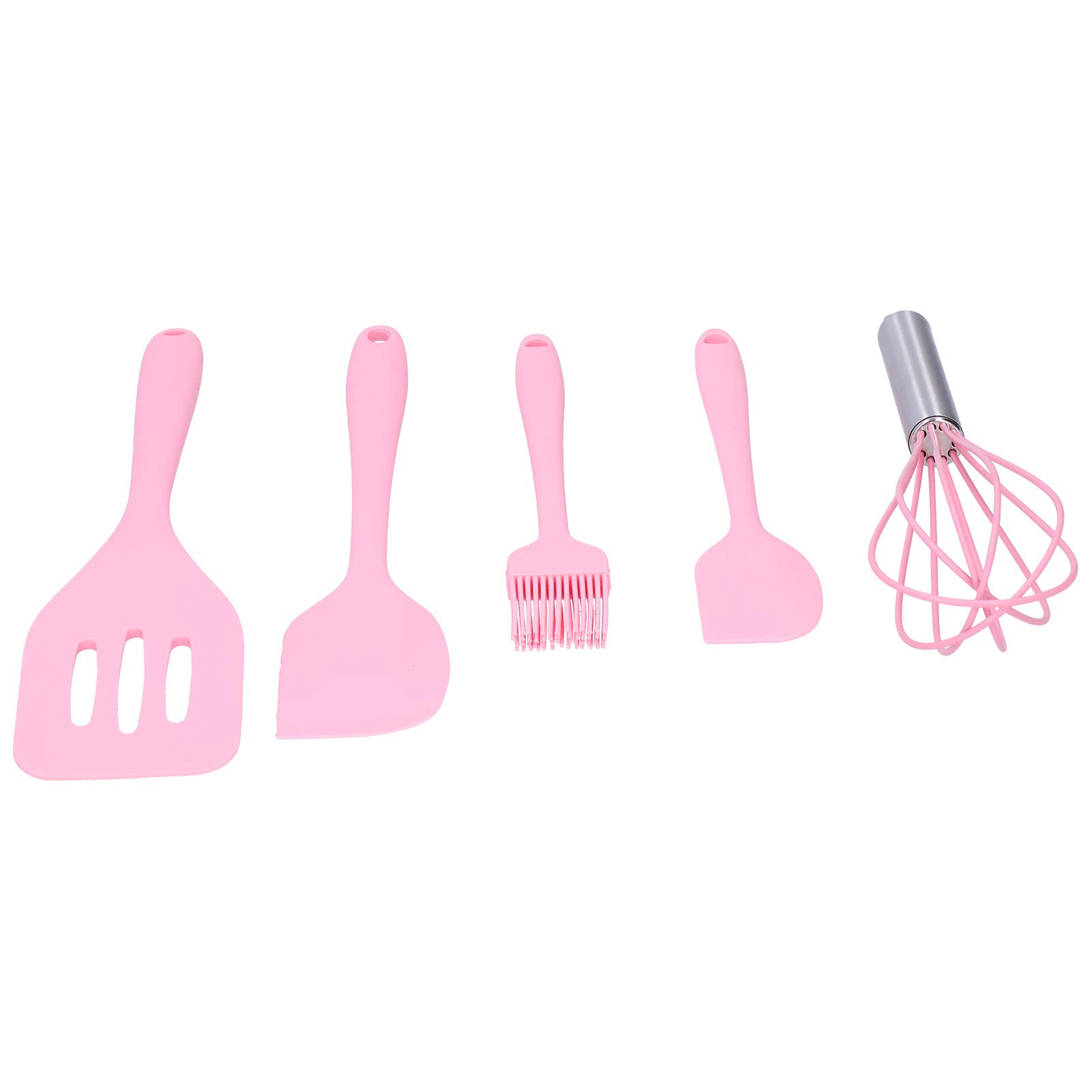 ASixxSix 5-Piece Non-Stick Silicone Cooking Spatula Set - Heat Resistant Kitchen Utensils for Baking, Mixing & Flipping - Easy Clean Egg Beater & Dirt-Resistant Tools (Pink) - Perfect for Home Cooking & Professional Kitchens