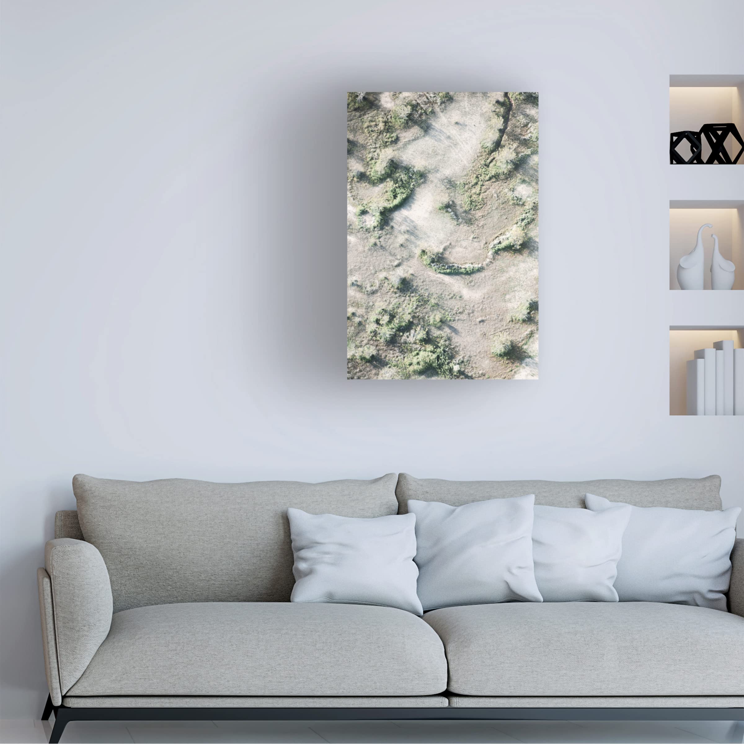 Blue Palomino 'Topography Sand And Shrub' Canvas Wall Art Print - Modern Landscape Painting for Living Room, Bedroom & Office Decor