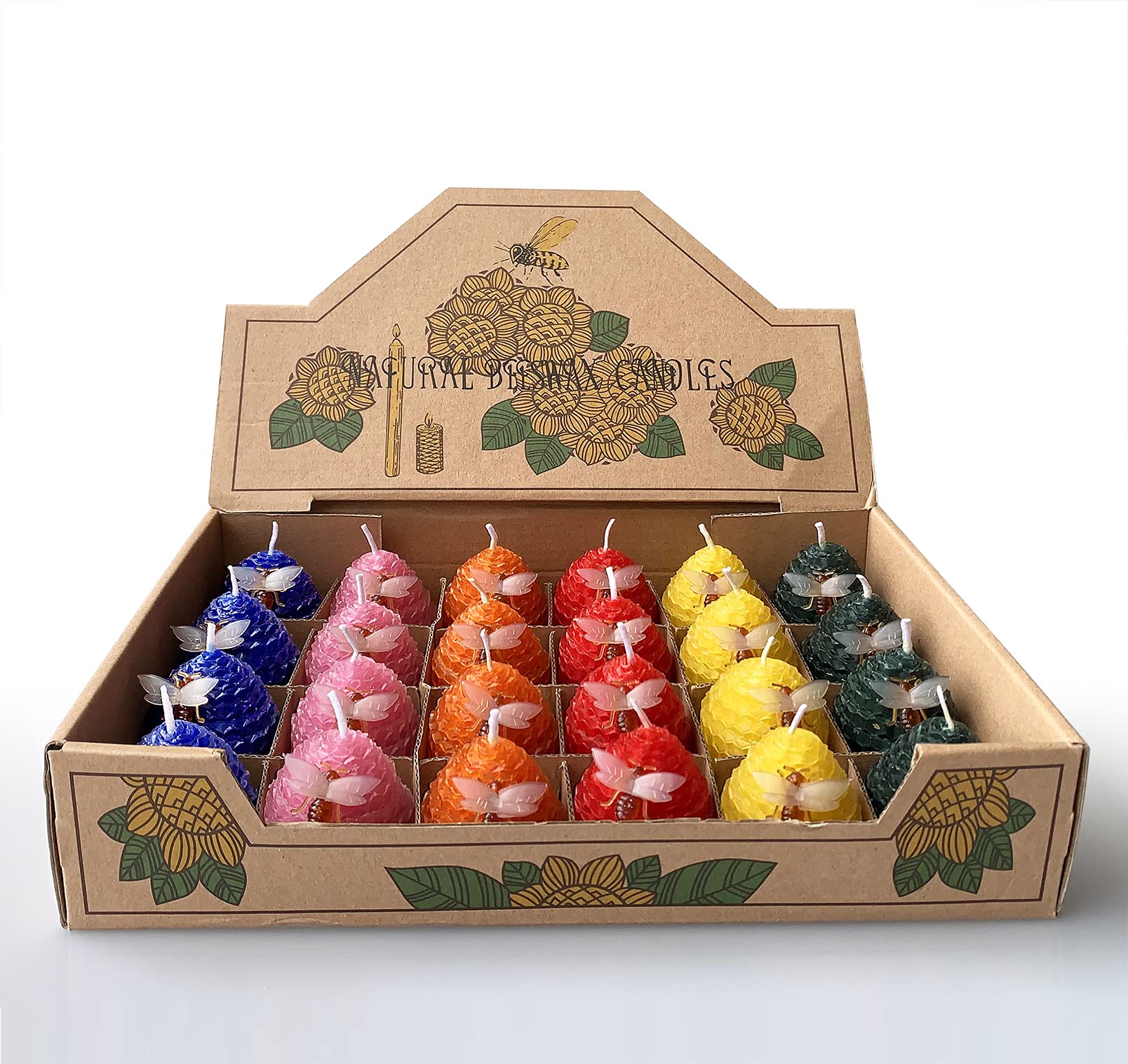 Bulk Beeswax Candles Set of 24 - Dripless Unscented for Home Decor