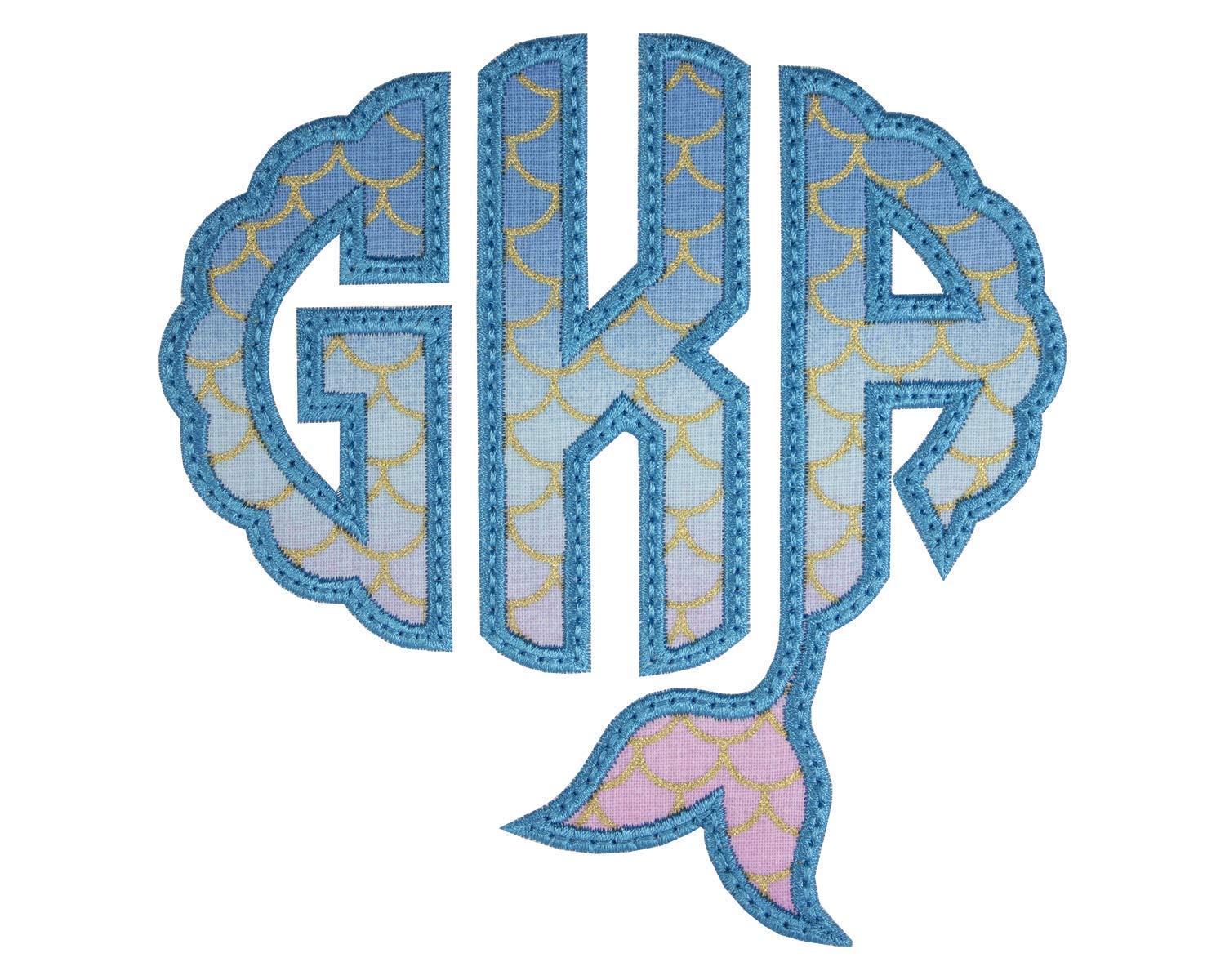 Custom Mermaid Monogram Patch - Sew On or Iron On Applique for DIY Clothing, Bags & Accessories | Perfect for Costumes, Gifts & Personalization