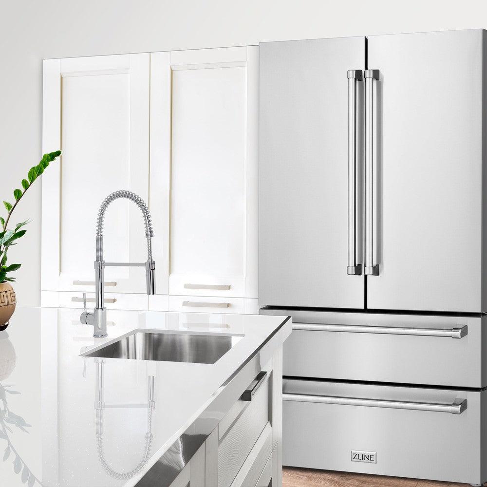 ZLINE 48-inch Stainless Steel Kitchen Package: Dual Fuel Range, Convertible Vent Hood, Microwave Drawer & Dishwasher - Professional 5KPR RARH48 MWDWV Set for Modern Home Cooking & Entertaining