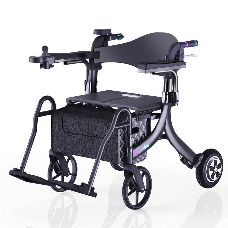 ALTAY 4-Wheel Rollator Walker for Seniors & Adults - Lightweight Folding Mobility Aid with Seat, Backrest & Basket - Ideal for Indoor & Outdoor Use, Shopping, Travel & Recovery