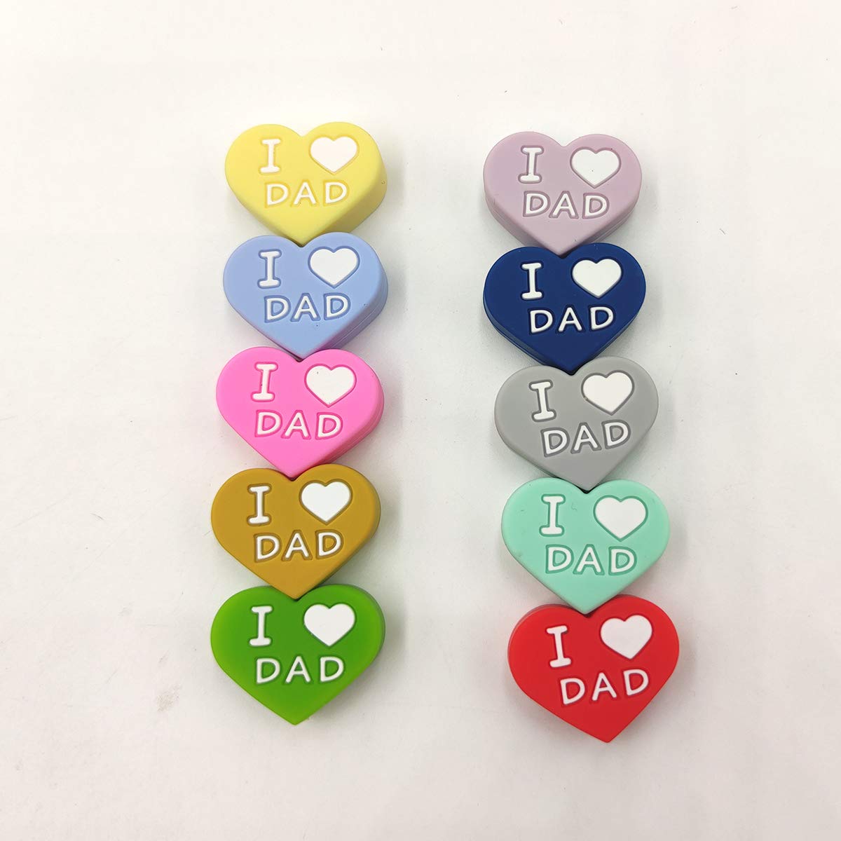 10pcs Silicone Heart Beads for DIY Keychains & Pens - Gift for Mom/Dad - Home & Office Use
