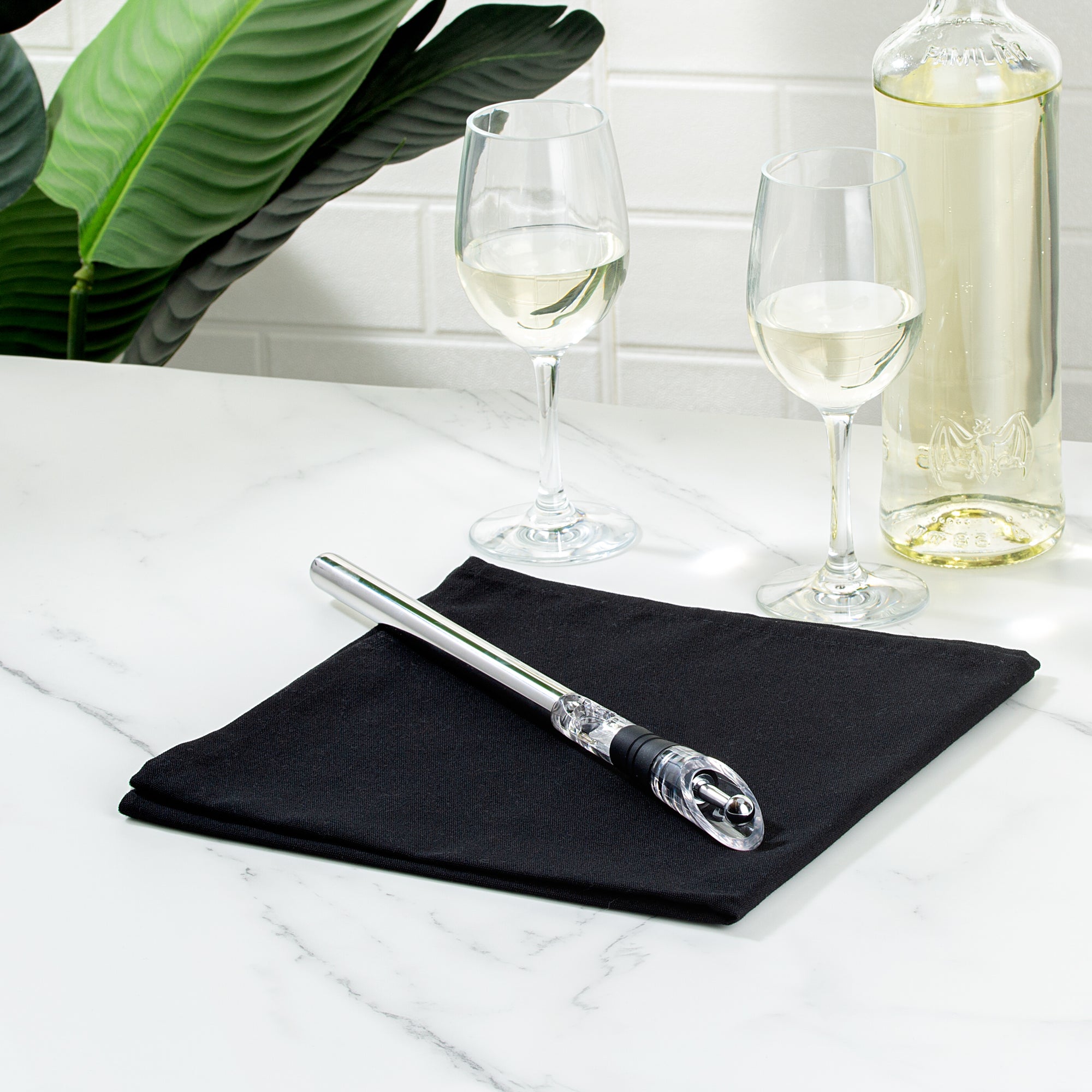 Premium Stainless Steel Wine Chiller Stick with Aerator and Pourer - 12.75