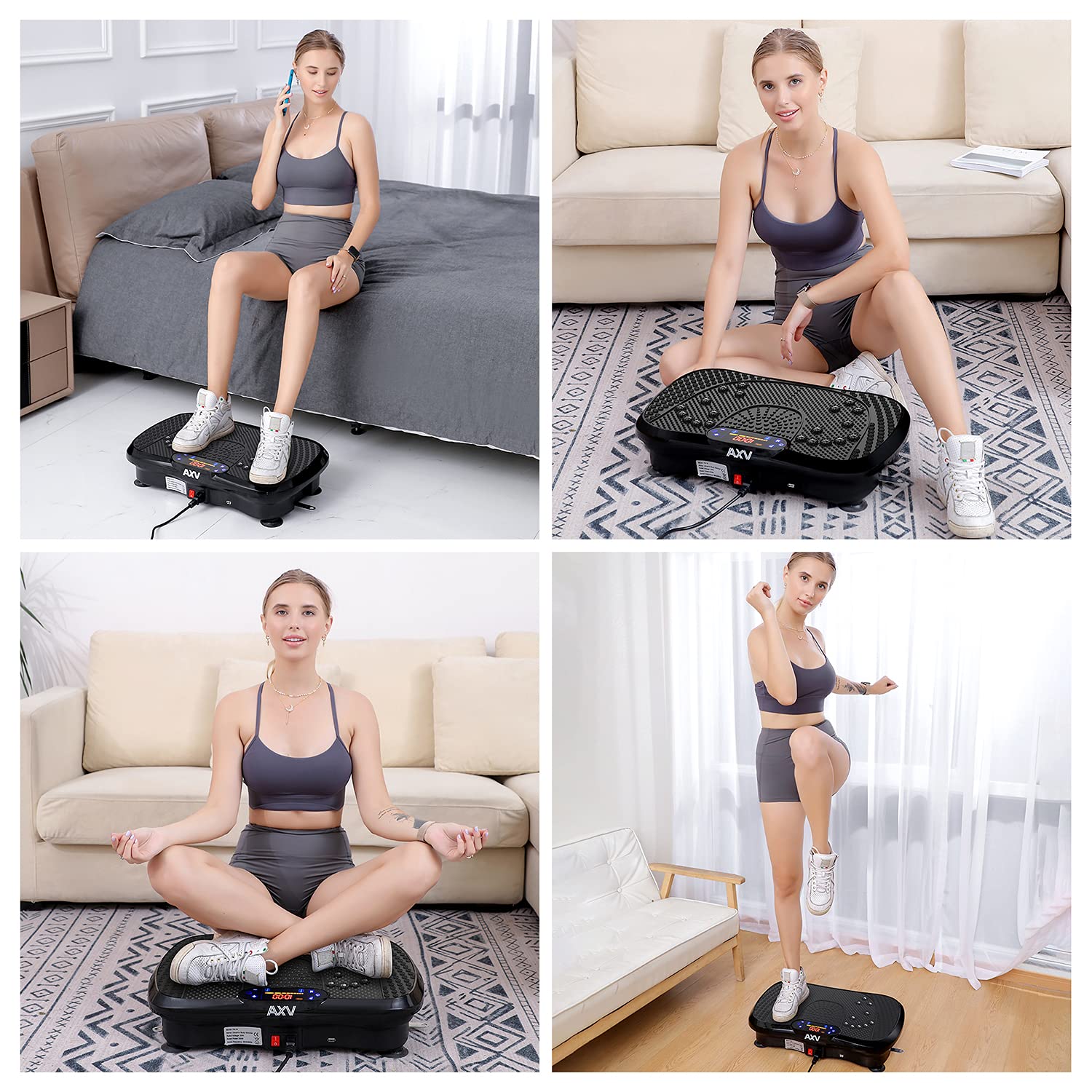 AXV Vibration Plate Exercise Machine - Full Body Workout Platform for Lymphatic Drainage & Weight Loss | Home Gym Equipment for Women & Men | Perfect for Toning, Fat Burning & Post-Workout Recovery