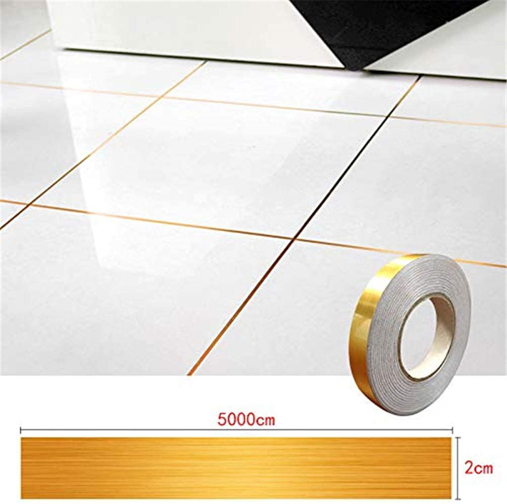 Premium Self-Adhesive Ceramic Tile Gap Sealing Tape - 50M Gold Foil Strip for Floor & Wall Tiles | Perfect for Bathroom, Kitchen & Home Renovation Projects