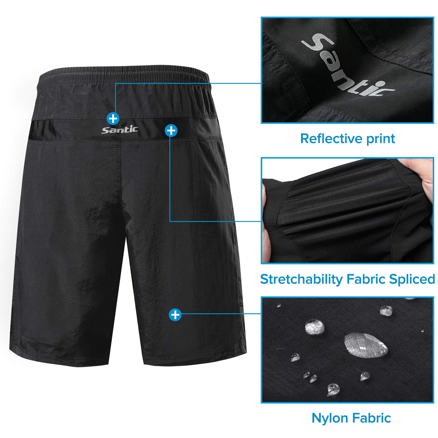 Santic Men's 3D Padded Mountain Bike Shorts - Lightweight Cycling MTB Shorts with Breathable Fabric for Comfort & Performance - Perfect for Trail Riding, Commuting & Outdoor Adventures