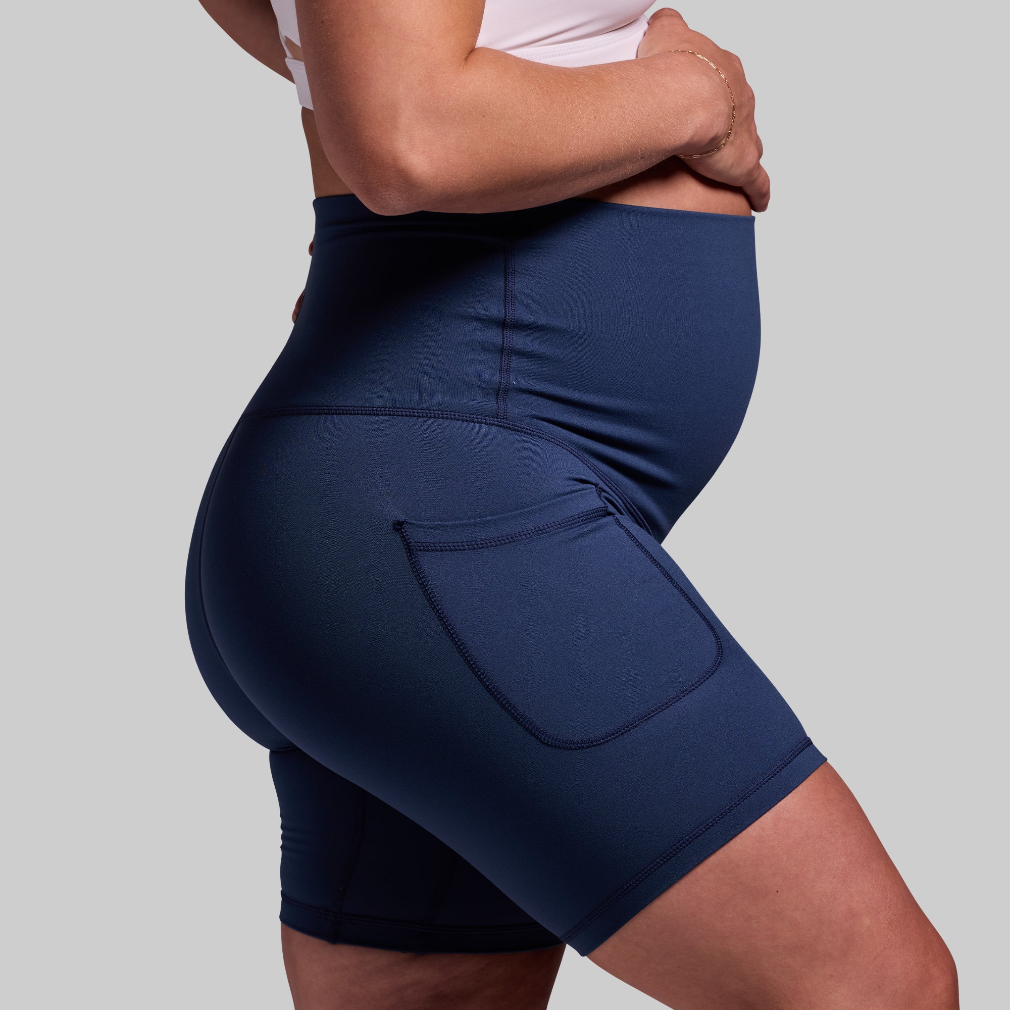 **Maternity Biker Shorts for Women - True Blue High Waist Pregnancy Workout Shorts - Perfect for Yoga, Running & Everyday Comfort**