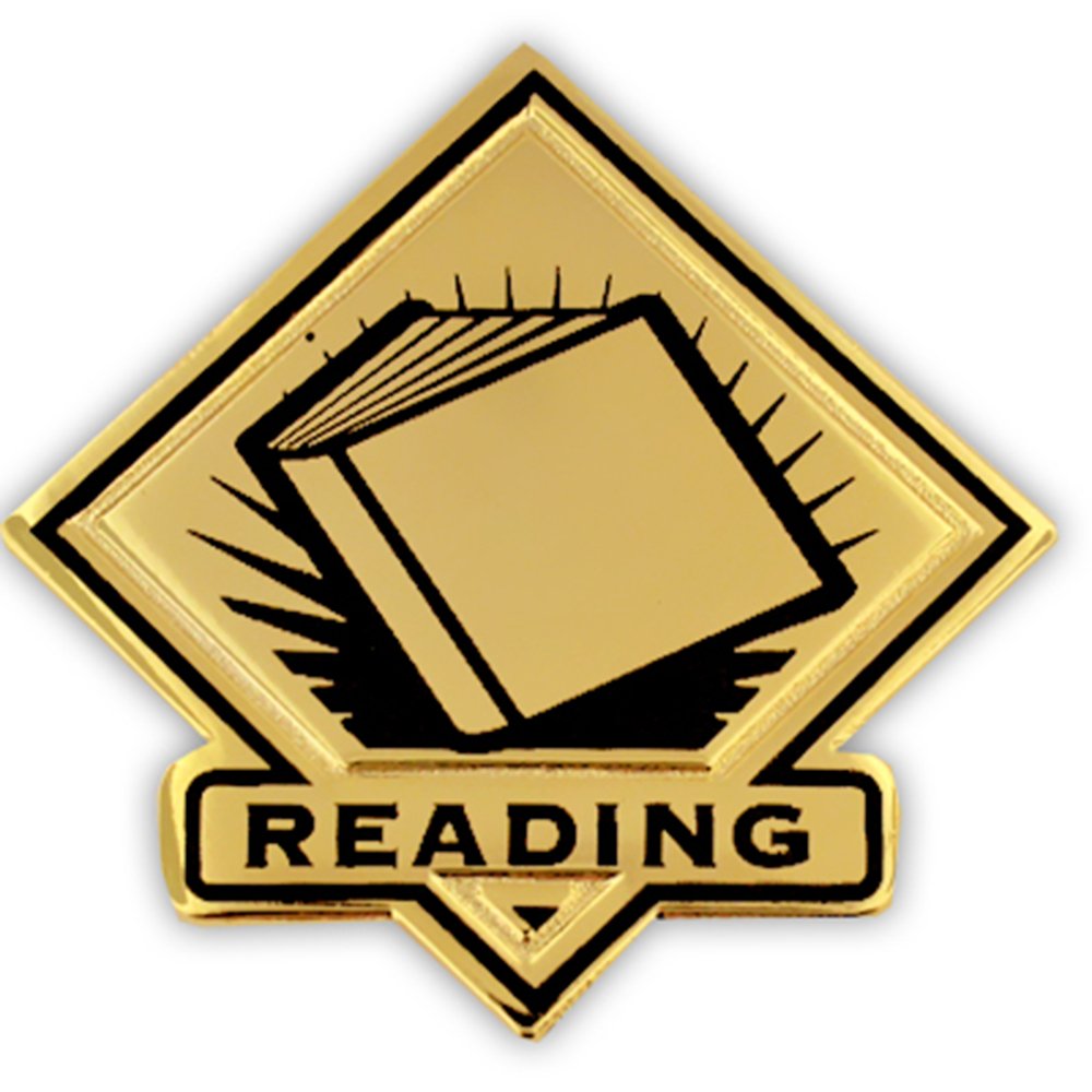 PinMart Black and Gold Reading Student School Teacher Lapel Pin - Elegant Enamel Badge for Educators, Graduation Gifts, Book Clubs & Academic Events