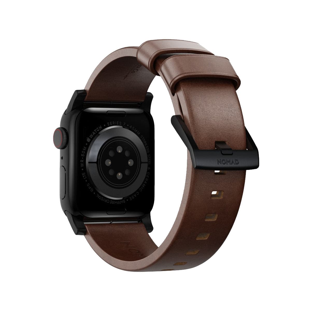 Nomad Modern Leather Band for Apple Watch 40mm / 41mm - Rustic Brown Horween Leather with Black Hardware | Durable & Comfortable Watch Strap for Work, Travel & Everyday Wear