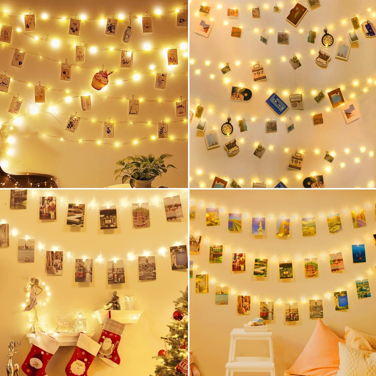50 LED Photo Clip String Lights with Timer - 5M Battery Powered Fairy Lights with 30 Clips for Bedroom, Birthday, Wedding & Party Decor (Warm White) | Perfect for Wall Display, Photo Frames, Nursery, Christmas Tree & Outdoor Events