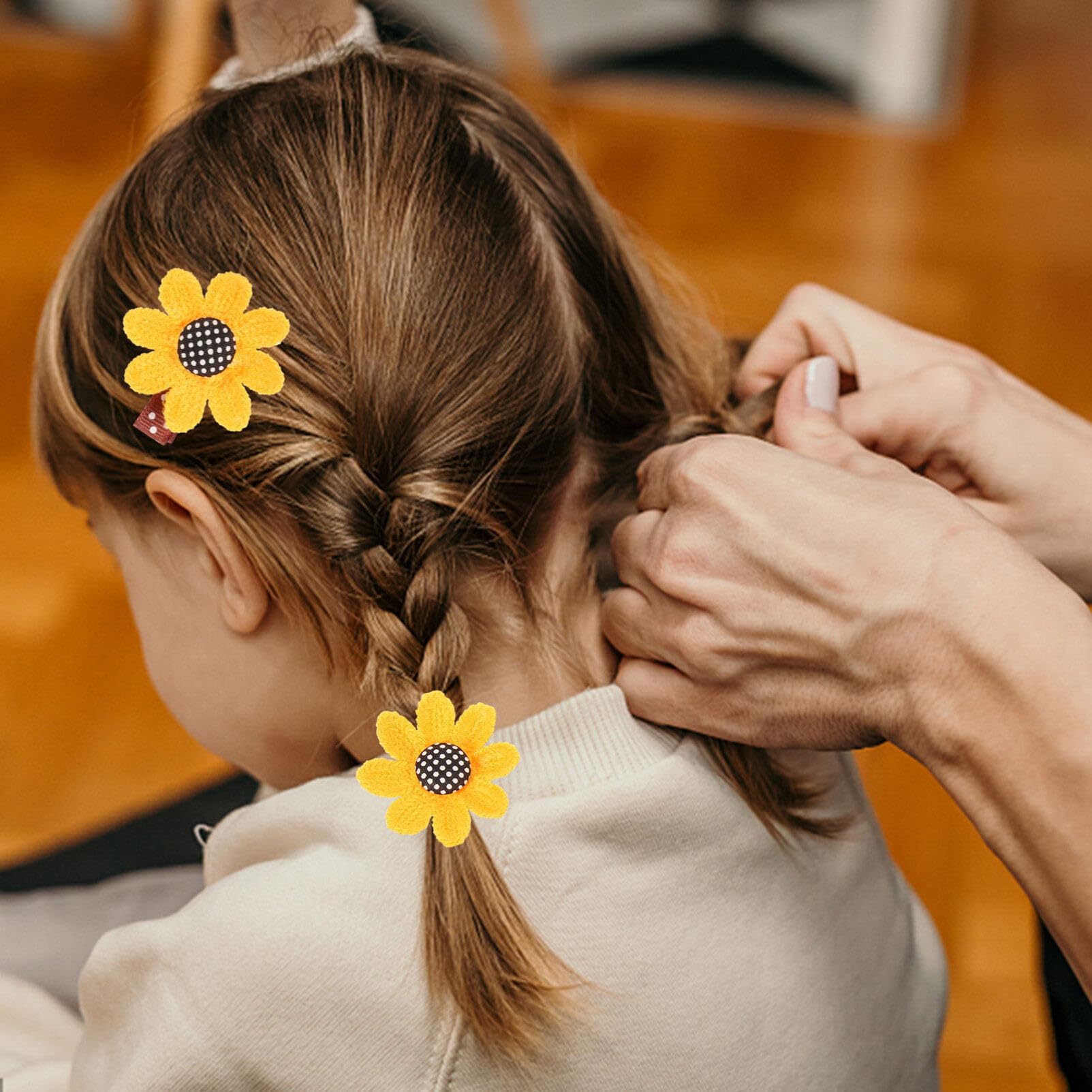 Beaupretty 6pcs Sunflower Hair Clips & Scrunchies Set - Cute Alligator Clips, Elastic Hair Ties, Ponytail Holders for Girls - Black & Yellow Floral Hair Accessories for School, Party, Summer Outfits