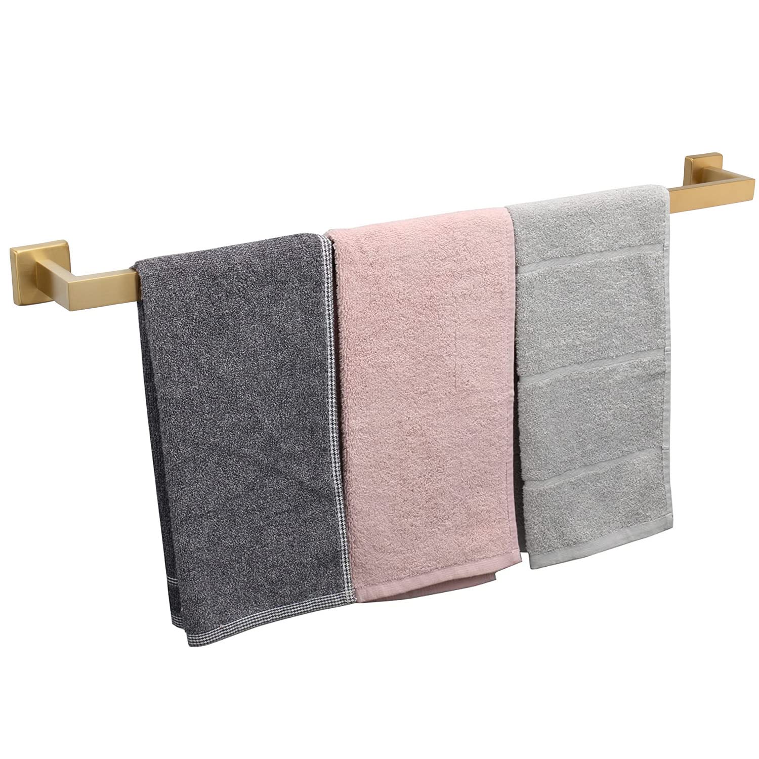 Premium SUS304 Stainless Steel Towel Rack - Heavy Duty Wall Mounted Bathroom Towel Holder with Square Base, Brushed Gold Finish (30 Inch) - Perfect for Bathroom, Spa, Gym & Luxury Home Decor