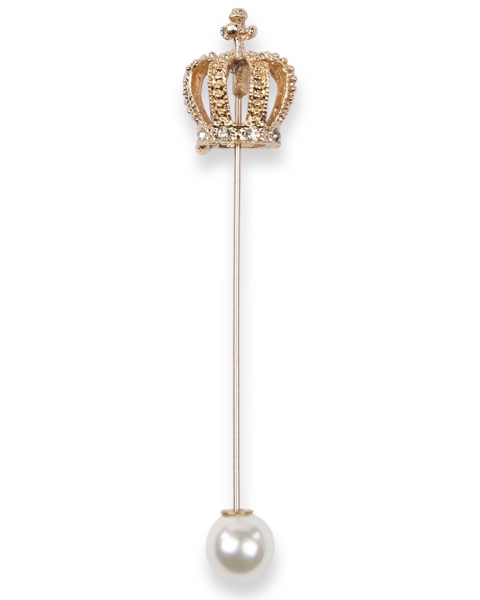 DÉCLIC Crown with Pearl Lapel Pin - Elegant Gold Brooch for Women - Perfect for Weddings, Parties, and Formal Events