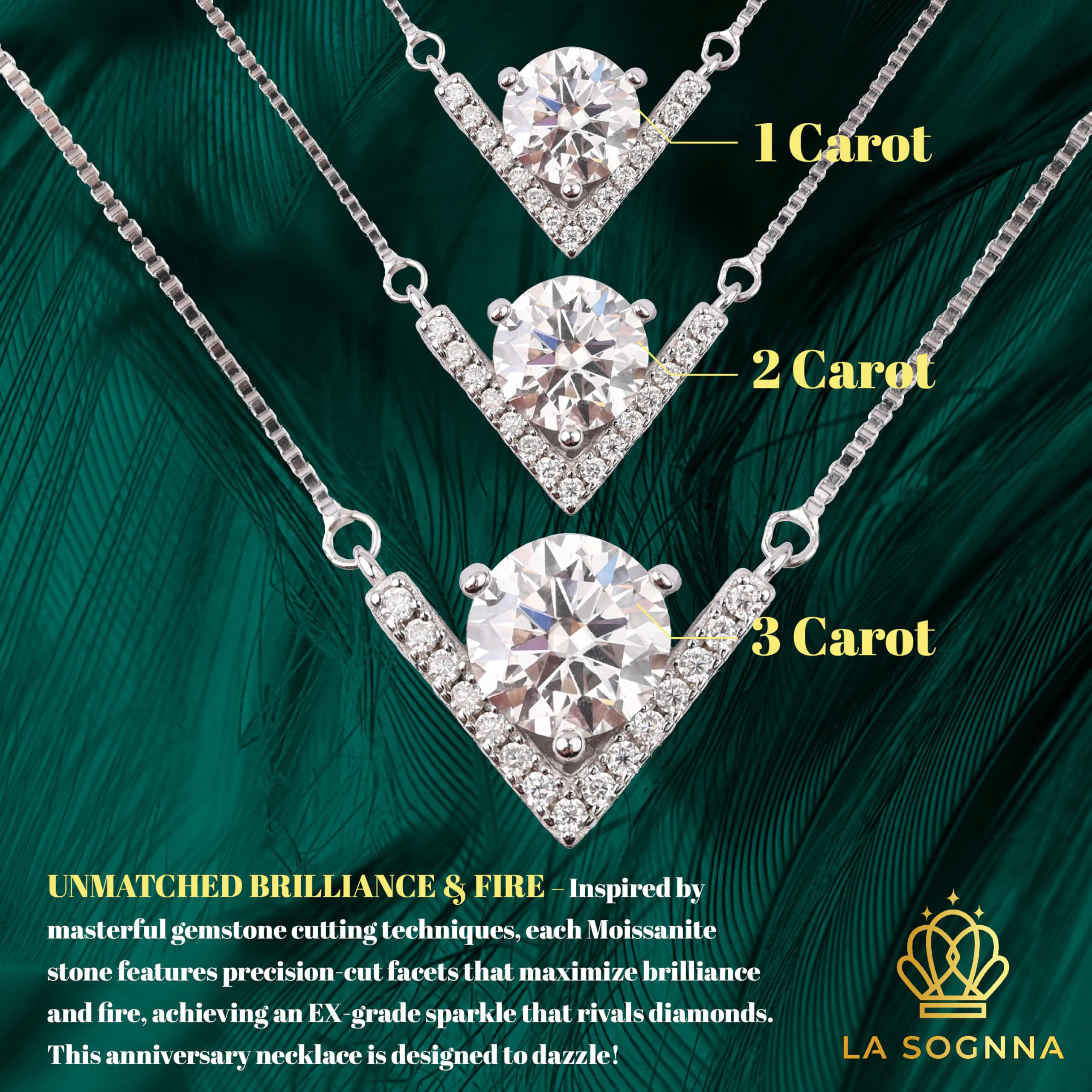 1-3 Carat Moissanite Pendant Necklace for Women - Elegant Jewelry Gift for Wife, Her, Mom - Perfect for Birthday, Anniversary, Valentine's Day & Special Occasions