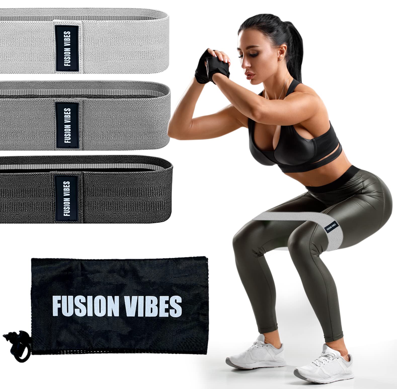 Premium Non-Slip Fabric Resistance Bands for Legs & Glutes - Booty Bands for Women & Men, Strength Training, Yoga, Fitness Workouts - Perfect for Home Gym, Pilates, and Physical Therapy