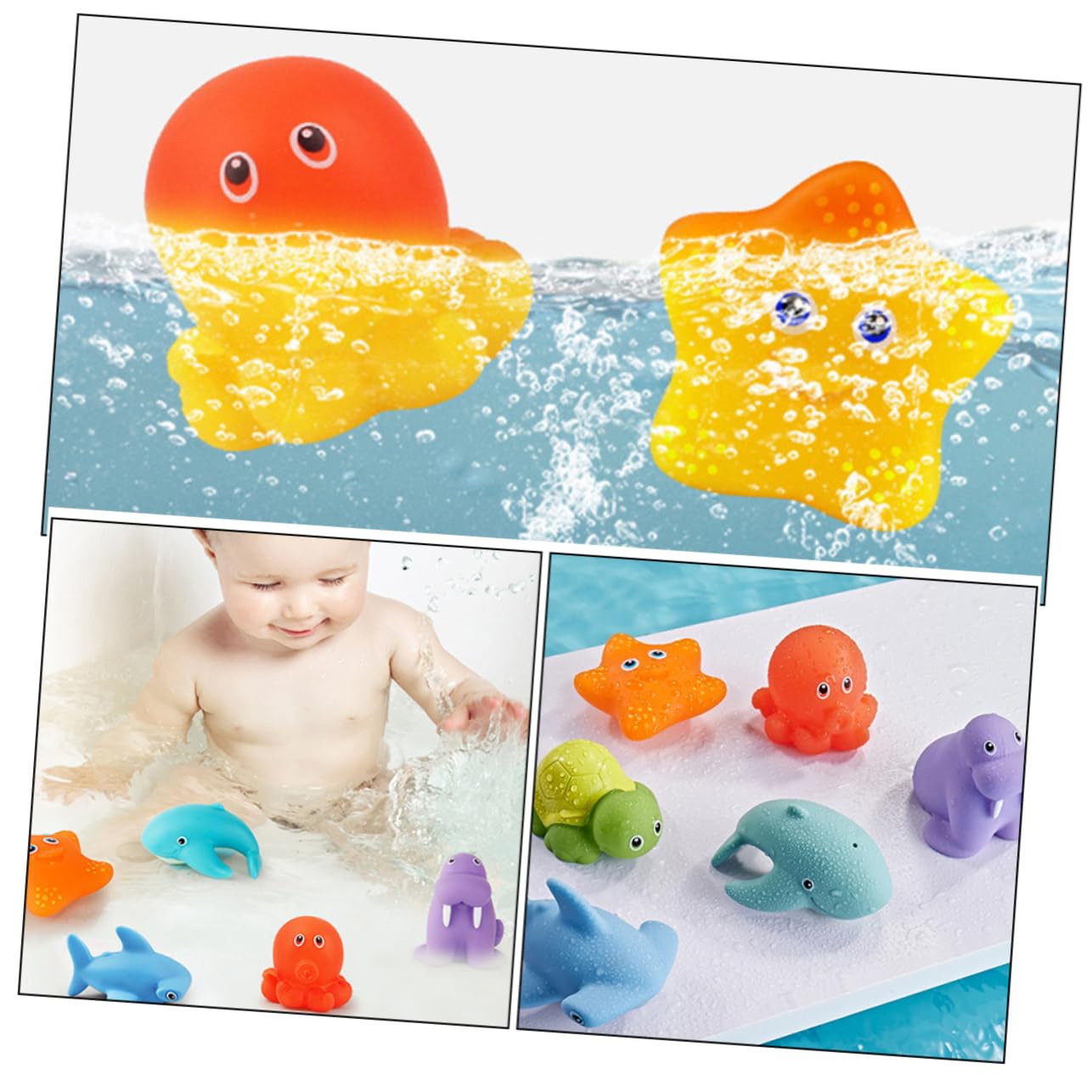 KOMBIUDA 6-Piece Bath Toy Set for Kids - Waterproof Vinyl Bathtub Toys for Baby & Toddler - Fun Shower Playthings for Bath Time, Pool & Beach Play