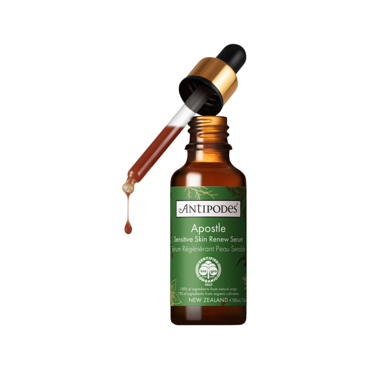 Antipodes Organic Apostle Sensitive Skin Renew Serum - Vegan, Cruelty-Free Facial Serum for Dry & Sensitive Skin - Hydrating & Anti-Aging Skincare - Perfect for Night Routine & Post-Treatment Care