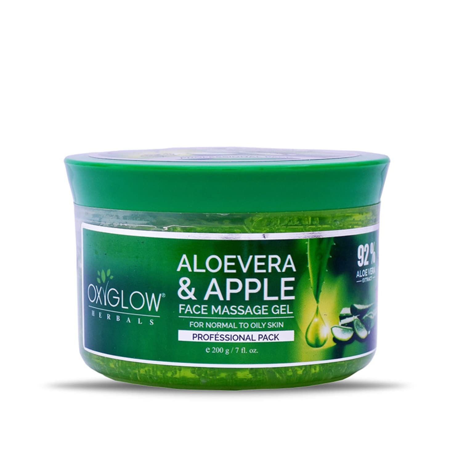 OxyGlow Herbals Aloe Vera Apple Face Massage Gel 200g - Natural Glow & Hydration for Healthy Skin | Deep Nourishing, Moisturizing & Refreshing | Suitable for All Skin Types | Perfect for Daily Skincare Routine, Spa Treatments & Post-Sun Care