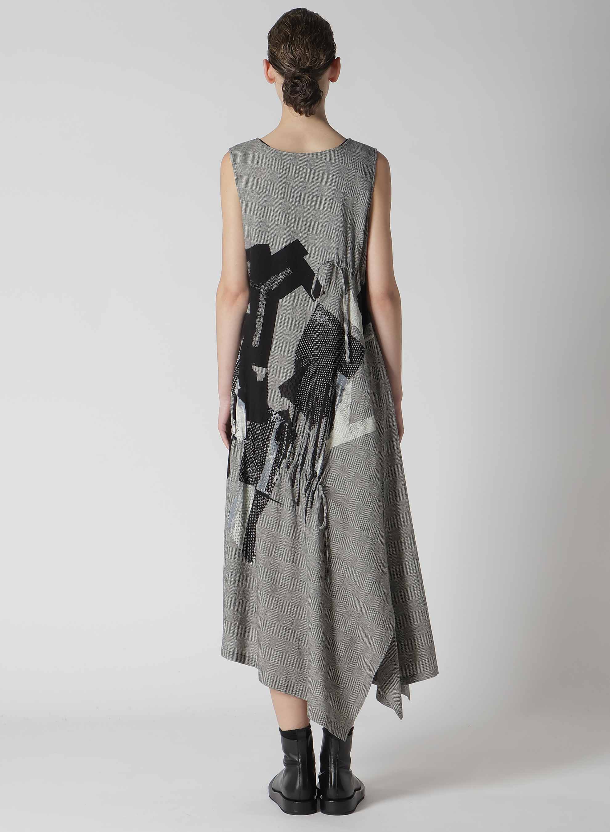 Stylish C/LI Plaid Collage Shirring Dress for Women - Trendy Floral Print A-Line Mini Dress for Casual Outings, Parties & Date Nights